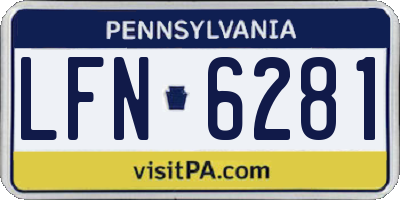 PA license plate LFN6281