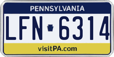PA license plate LFN6314