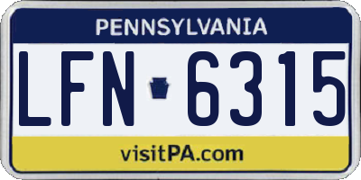PA license plate LFN6315