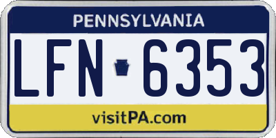 PA license plate LFN6353