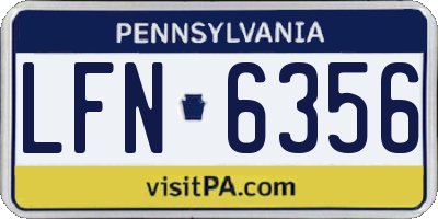 PA license plate LFN6356