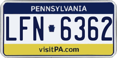 PA license plate LFN6362