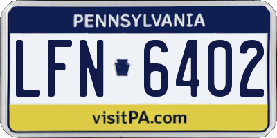 PA license plate LFN6402