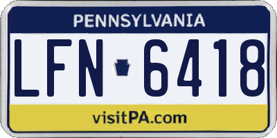 PA license plate LFN6418