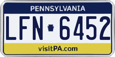 PA license plate LFN6452