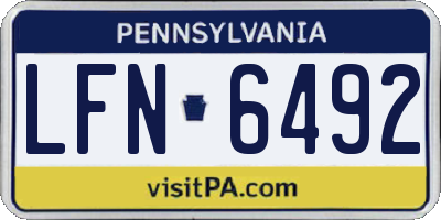 PA license plate LFN6492