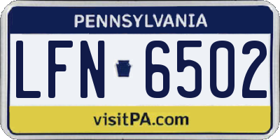 PA license plate LFN6502