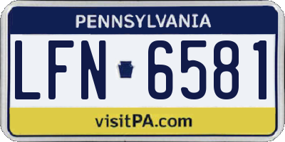 PA license plate LFN6581