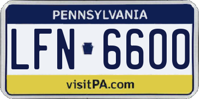 PA license plate LFN6600