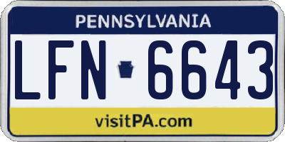 PA license plate LFN6643