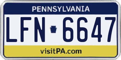 PA license plate LFN6647