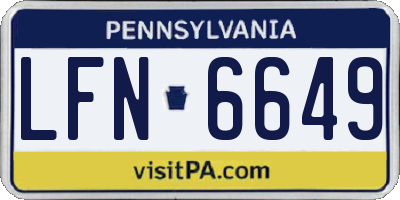 PA license plate LFN6649