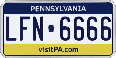 PA license plate LFN6666