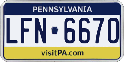 PA license plate LFN6670