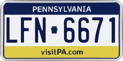 PA license plate LFN6671