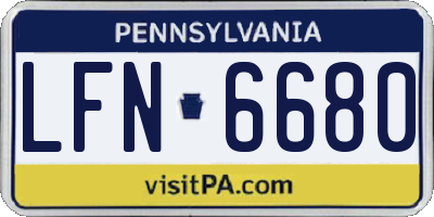 PA license plate LFN6680