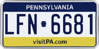 PA license plate LFN6681
