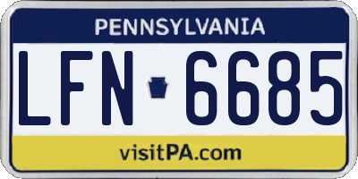 PA license plate LFN6685