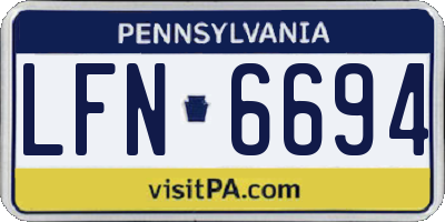 PA license plate LFN6694