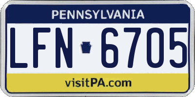 PA license plate LFN6705
