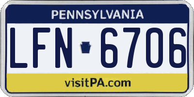 PA license plate LFN6706