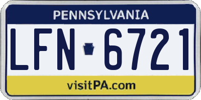 PA license plate LFN6721