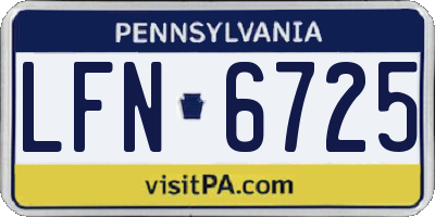 PA license plate LFN6725