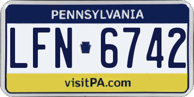 PA license plate LFN6742