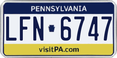 PA license plate LFN6747