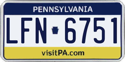 PA license plate LFN6751