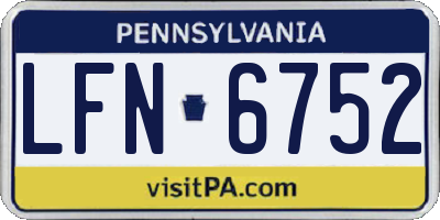 PA license plate LFN6752