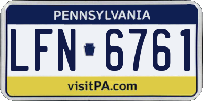 PA license plate LFN6761
