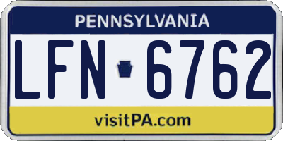 PA license plate LFN6762