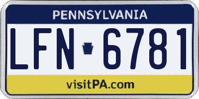 PA license plate LFN6781