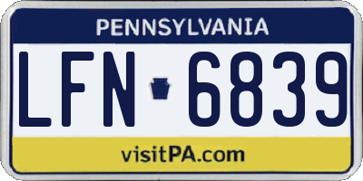 PA license plate LFN6839