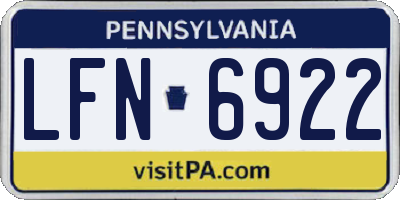 PA license plate LFN6922