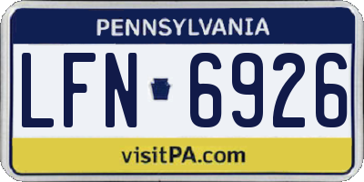 PA license plate LFN6926