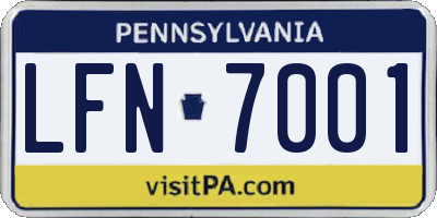 PA license plate LFN7001