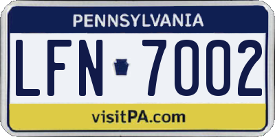 PA license plate LFN7002