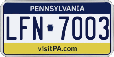 PA license plate LFN7003
