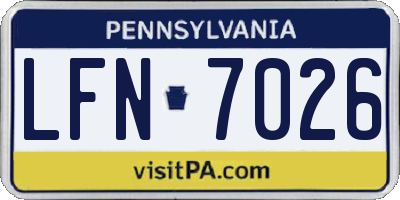 PA license plate LFN7026