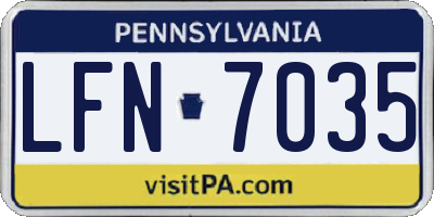 PA license plate LFN7035