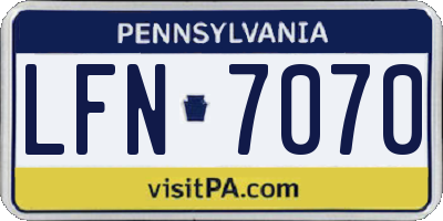 PA license plate LFN7070