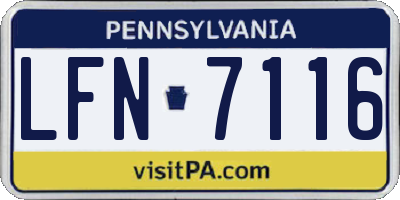PA license plate LFN7116