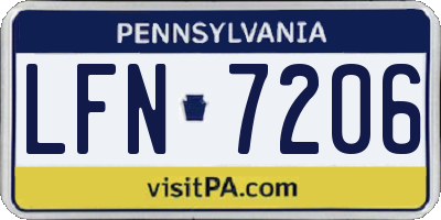 PA license plate LFN7206