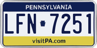PA license plate LFN7251