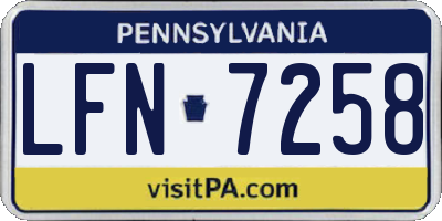 PA license plate LFN7258