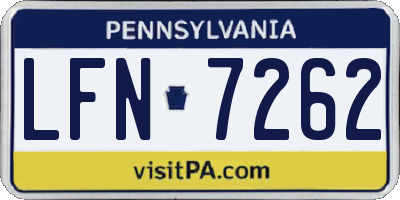 PA license plate LFN7262