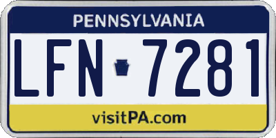 PA license plate LFN7281