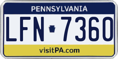 PA license plate LFN7360